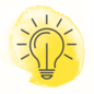 Illustrated icon of a light bulb