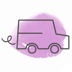 Illustrated icon of a delivery truck