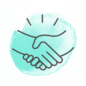 Illustrated icon of hand shaking