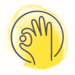 Illustrated icon with hand pinching a ball
