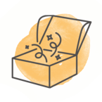 Illustrated icon of an open box