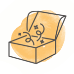 Illustrated icon of an open box
