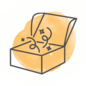 Illustrated icon of an open box