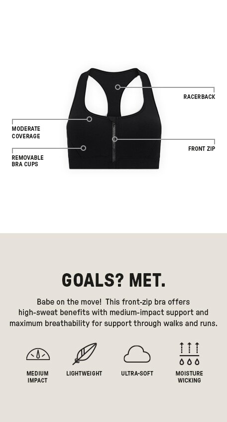 Essential Front Zip Medium Impact Sports Bra