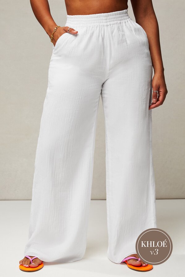 Cotton Voile Wide Leg Trousers