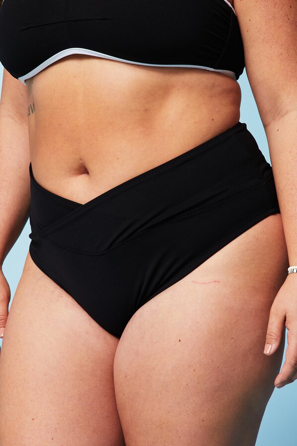 High-Waisted Cross Over Swim Bottom