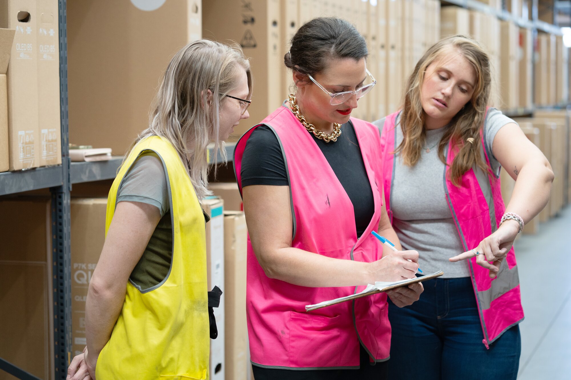 Team members in warehouse