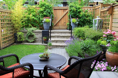Small backyard patio area