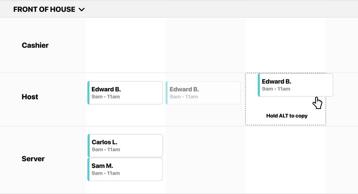 Restaurant scheduling dashboard