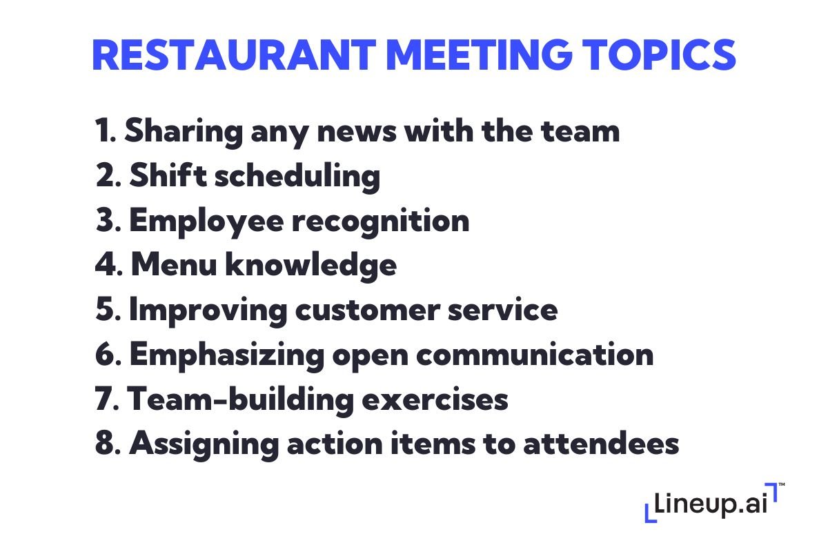 restaurant meeting agenda