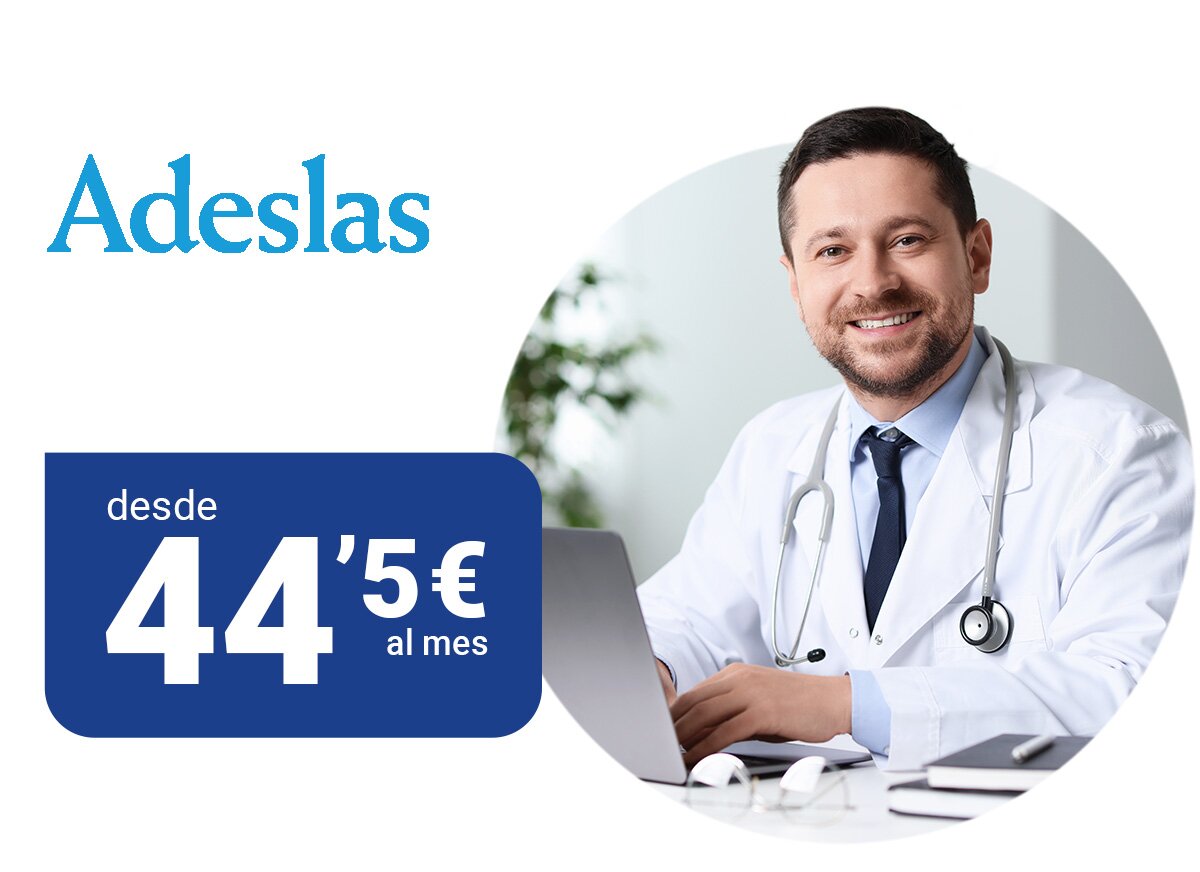 imagen de un doctor con los 44,5€ al mes que cuesta el seguro de salud con adeslas