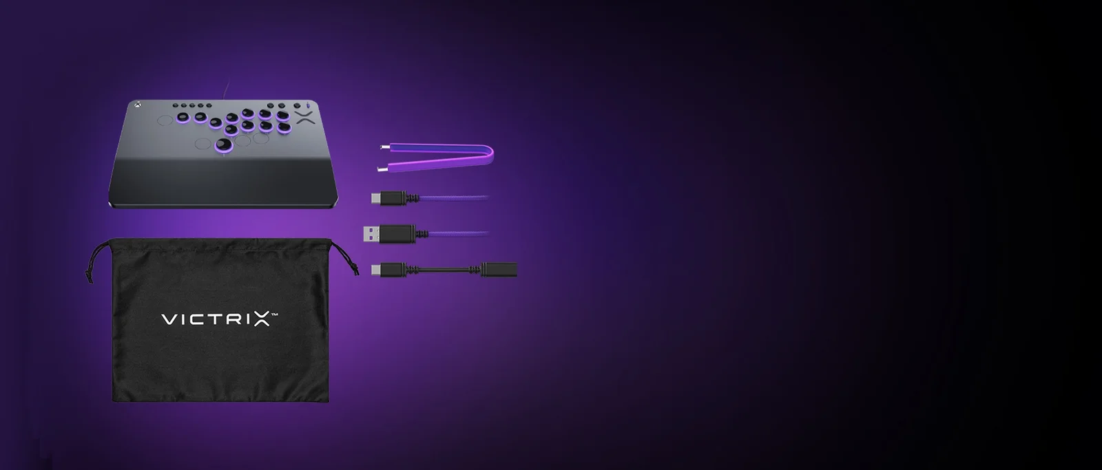 Victrix Pro KO package contents neatly arranged.