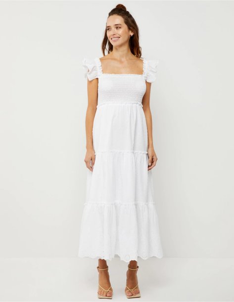 Pietro Brunelli Chloe Ruffle Sleeve Smocked Maternity Dress