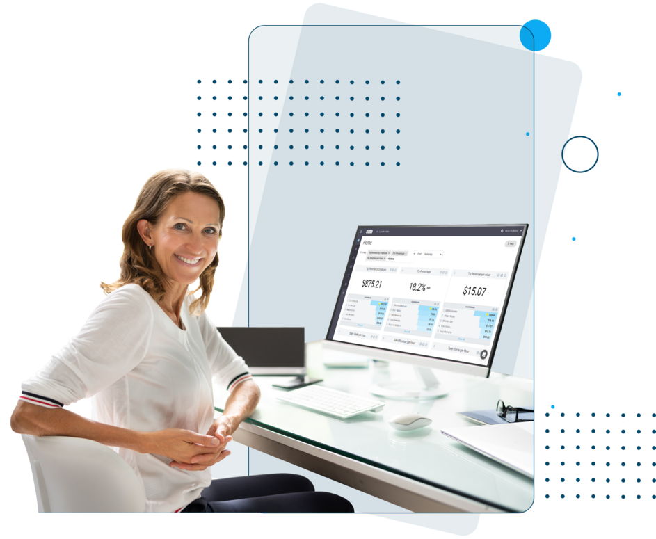 manager using Tiphaus at her desk 