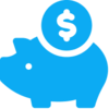 Piggy bank with a coin