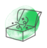 Illustrated icon of an open box