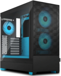 Frontier gaming computer case in cyan