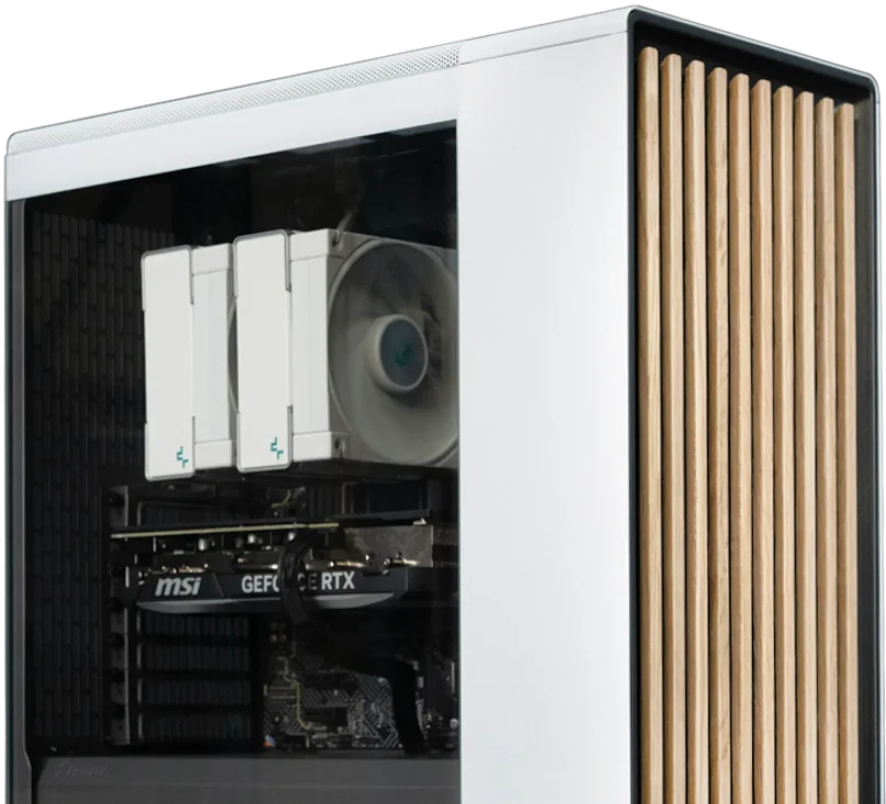 Quoted One, a professional grade and quiet workstation PC for everyday work with RTX graphics and a stylish minimalist modern look.