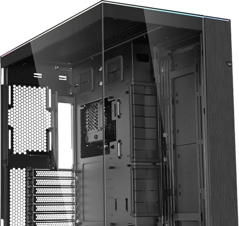 Great North, top-of-the-line gaming desktop with Lian Li Liquid Cooling, ASUS ROG Strix RTX build and configurable RGB lights in sync.