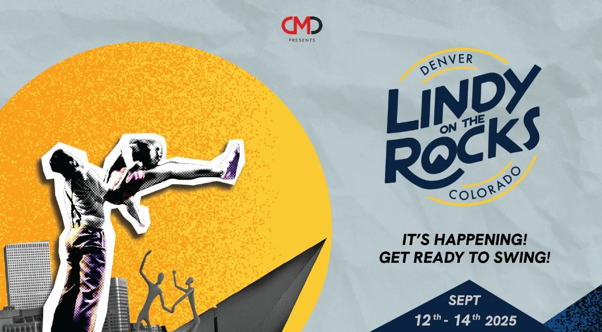 A poster for CMDance: Lindy On The Rocks event