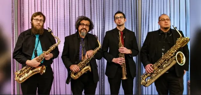 A poster for Dazzle Brunch w/The Syndicate Sax Quartet event