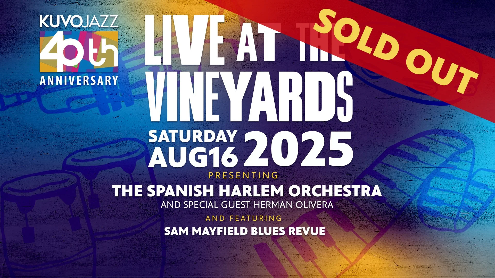 A poster for Live at the Vineyards 2025 event