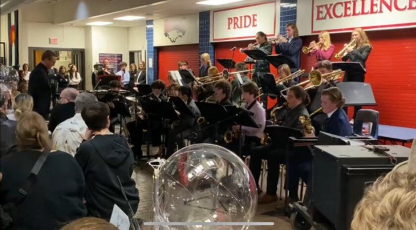 A poster for Heritage High School Jazz Bands  event