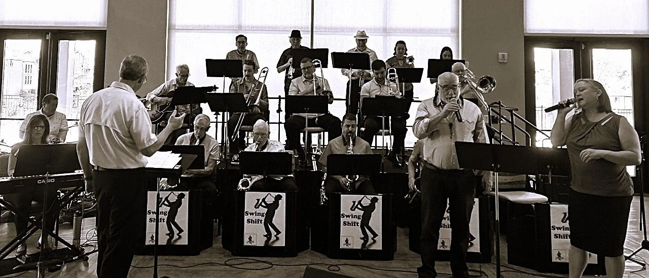 A poster for Big Band Jazz featuring Swing Shift event