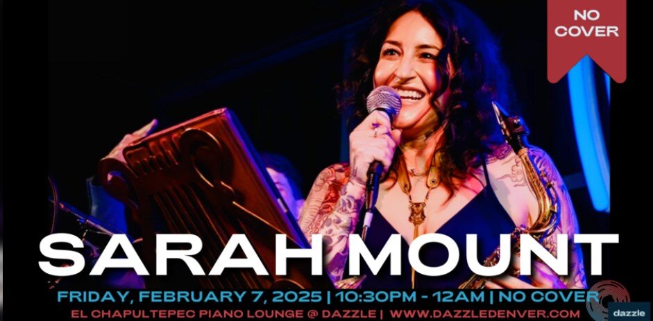 A poster for El Chapultepec Piano Lounge: Sarah Mount  event