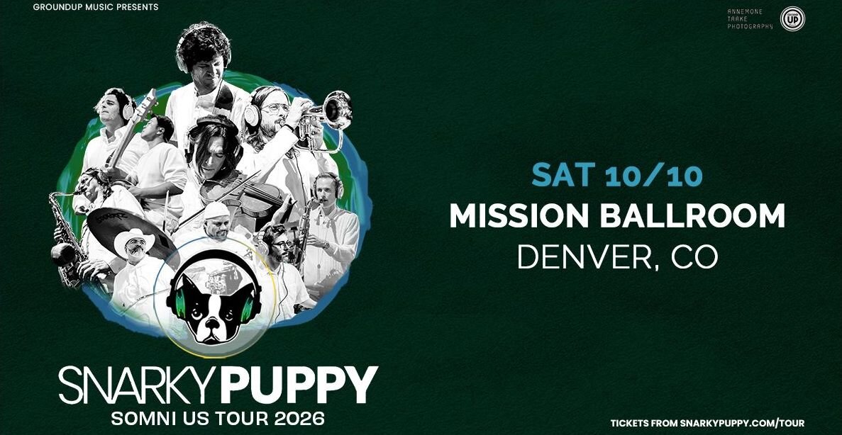 A poster for KUVO Presents! Snarky Puppy event