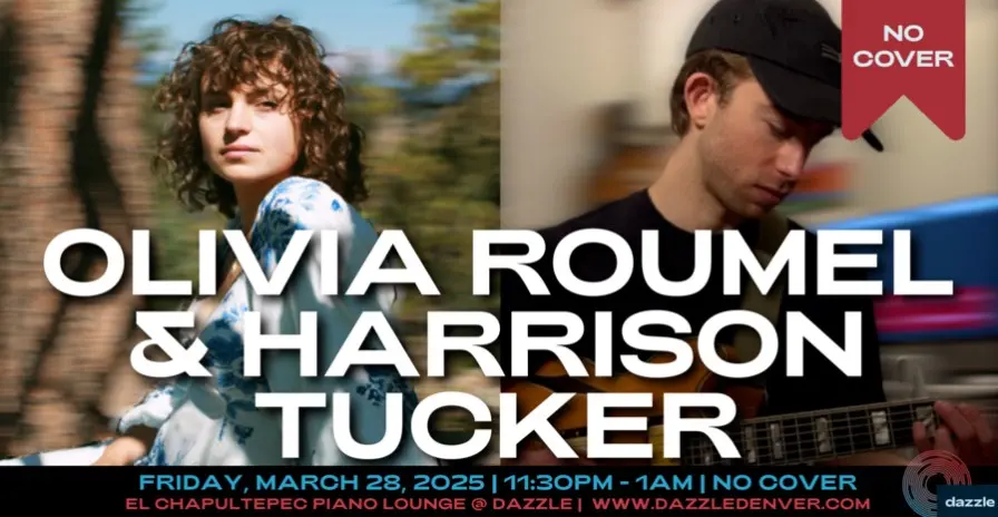 A poster for El Chapultepec Piano Lounge presents: Olivia Roumel & Harrison Tucker  event