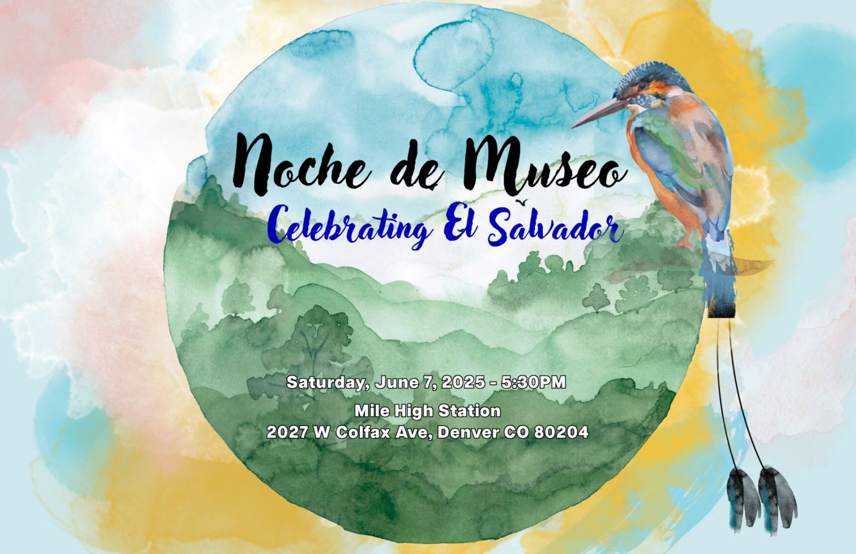 A poster for Noche de Museo: A Celebration of El Salvador event