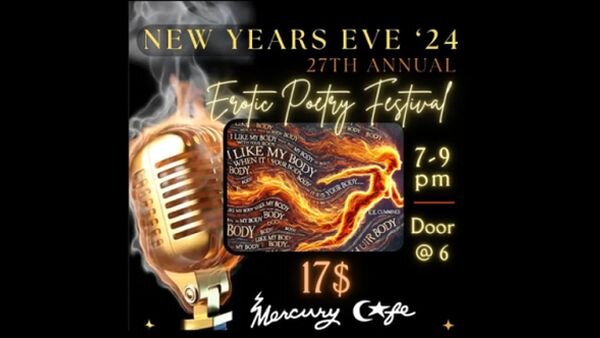 A poster for New Year’s Eve Erotic Poetry Festival event