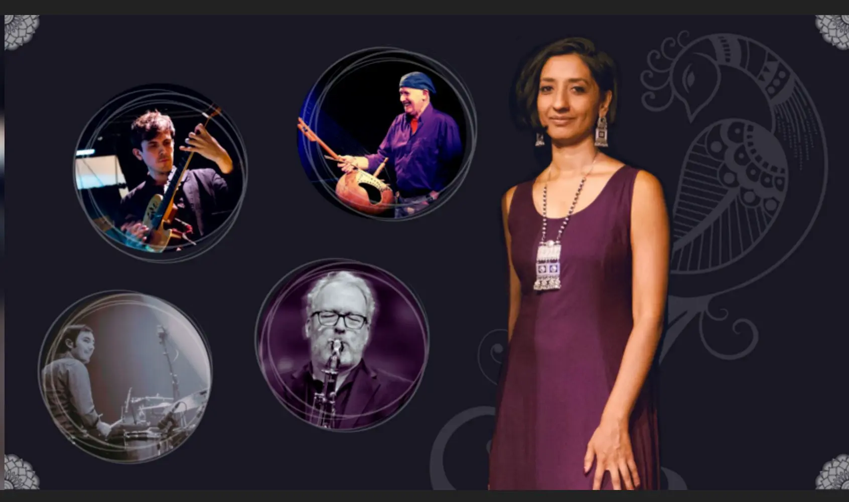 A poster for Sheela Bringi's Bird Clan Quintet event