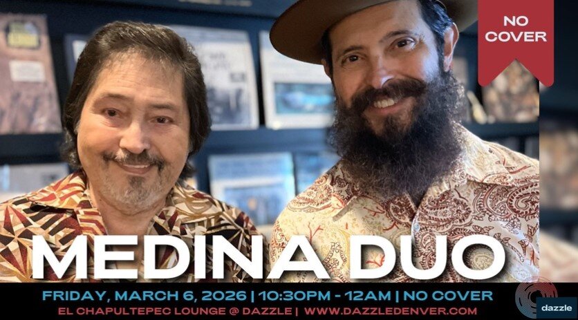 A poster for El Chapultepec Lounge presents: Medina Duo event
