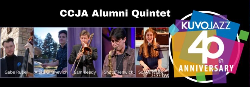 A poster for CCJA Alumni Quintet — Celebrating KUVO's 40th Anniversary event