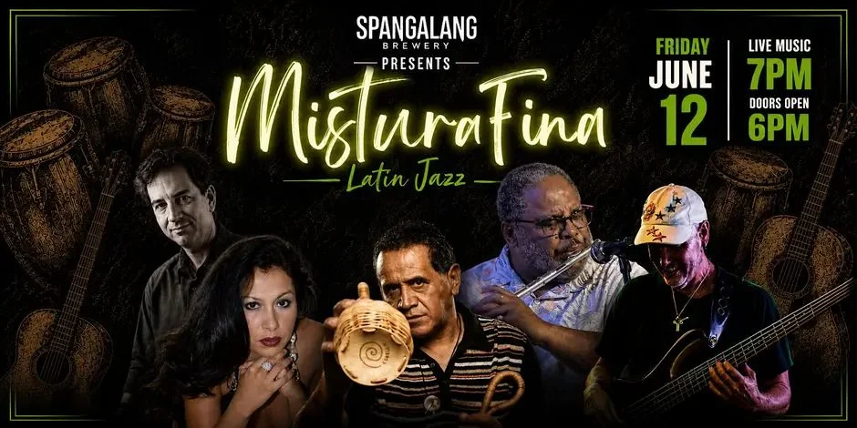 A poster for The Latin Jazz Experience featuring Mistura Fina event