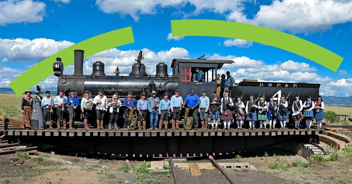 A poster for Denver Brass: Boreas Pass Railroad Day event