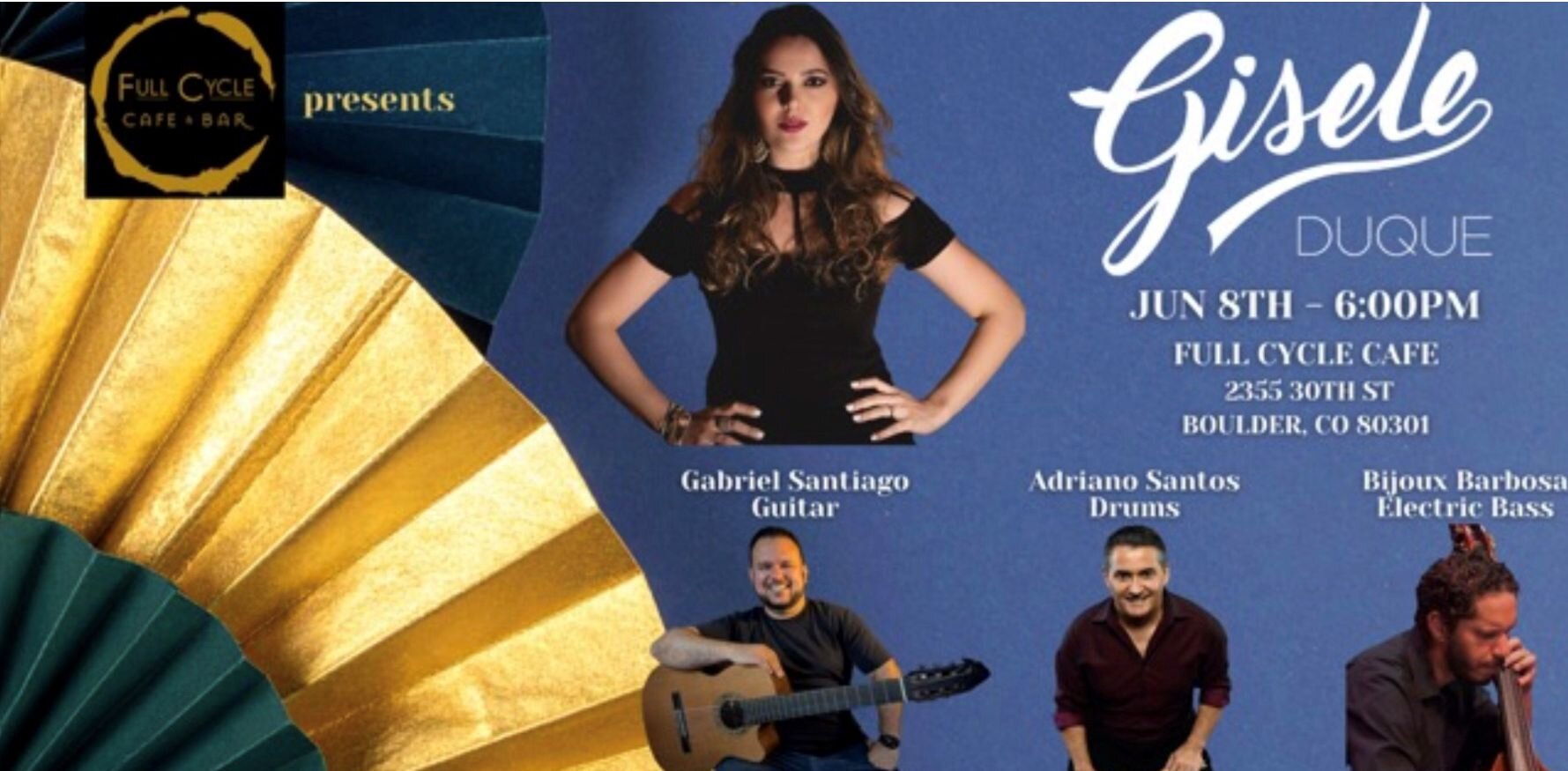 A poster for Sunday Concert Series | Gisele Duquè with Gabriel Santiago & Brazilian All-Stars event