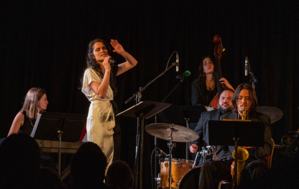 A poster for KUVO JAZZ Presents: Julia Keefe Indigenous Big Band event