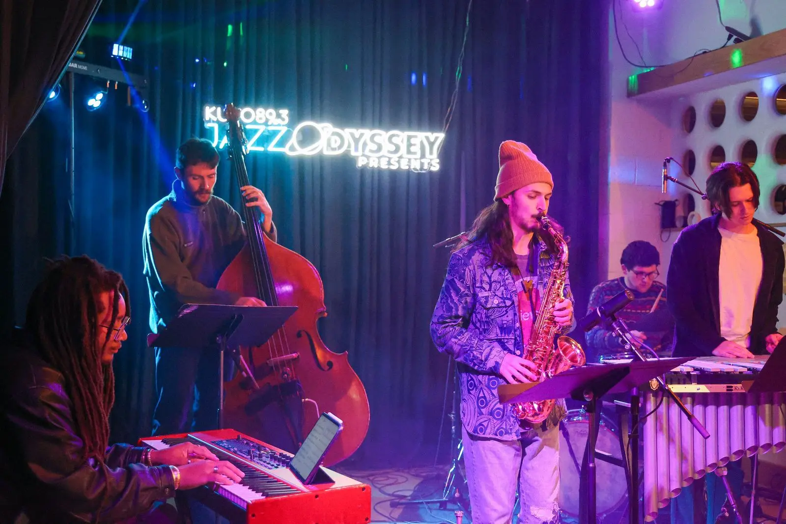 Max Moore-keys, Gabe Rupe-bass, Nate Miller-sax, Alec Streete-vibrophone, and Ethan Grussgott-drums
