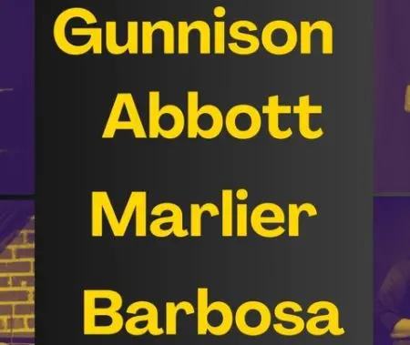 A poster for Gunnison Abbott Marlier Barbosa event