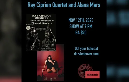 A poster for Ray Ciprian Quartet and Alana Mars event