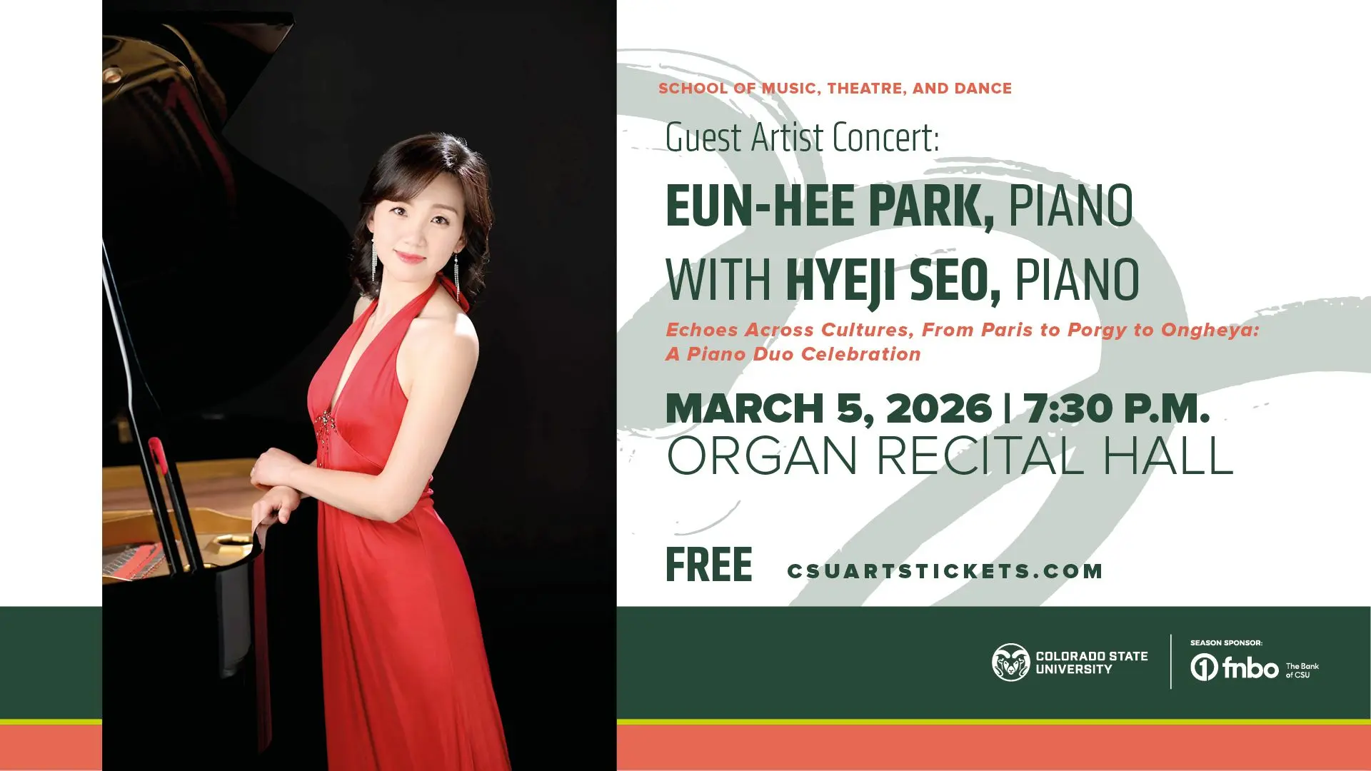 A poster for Guest Artist Concert: Eun-Hee Park and Hyeji Seo, Piano event