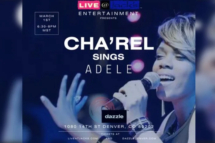 A poster for Cha'Rel Sings Adele  event