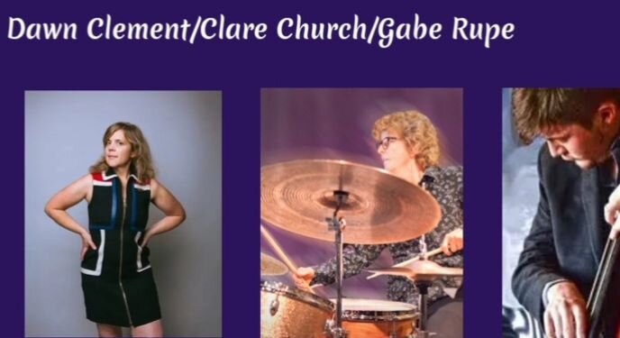 A poster for  Dawn Clement/Clare Church/Gabe Rupe event