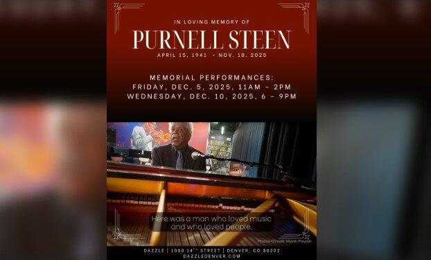 A poster for Friday Lunch Bunch Memorial Performance with the Five Points Ambassadors: In Loving Memory of Purnell Steen  event