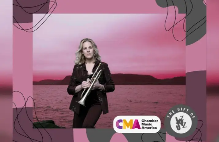 A poster for Gift of Jazz and Denver Jazz Festival: Ingrid Jensen Student Clinic event