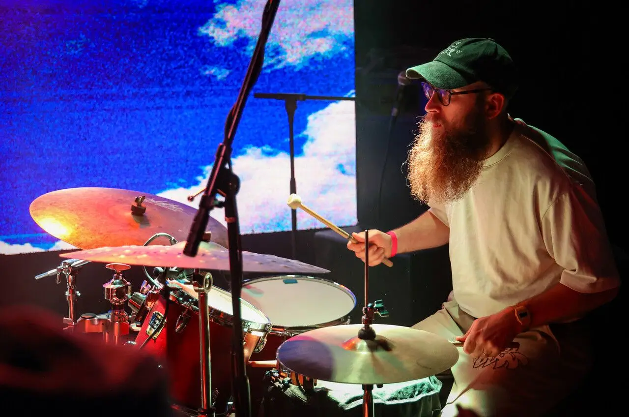 Oliver Overgaard on drums