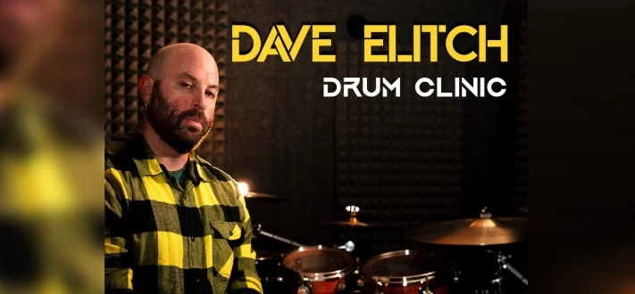 A poster for Dave Elitch Drum Clinic presented by Rupp's Drums  event